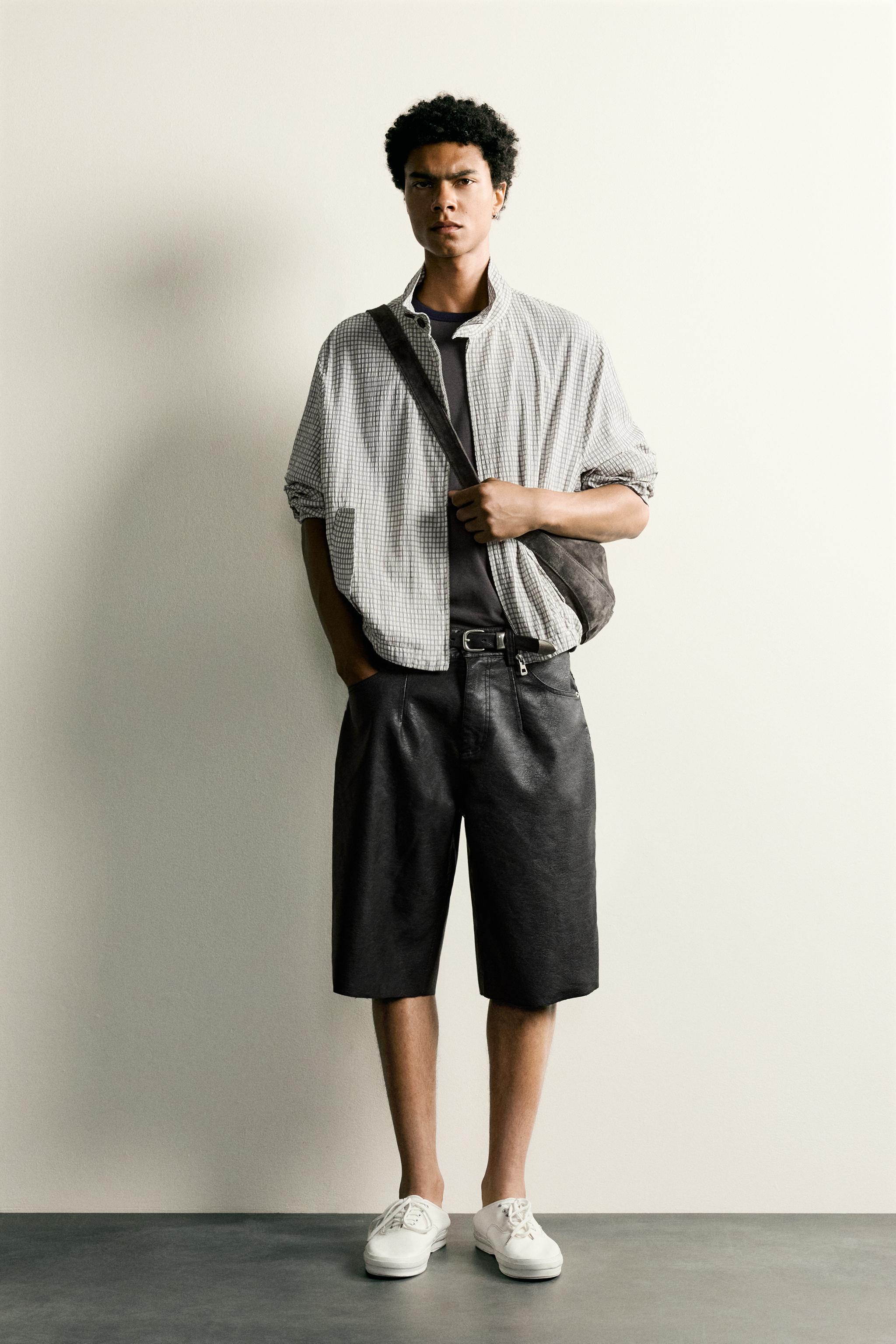 FAUX LEATHER RELAXED FIT SHORTS